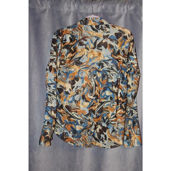 Abercrombie and Fitch Button Down Satin Abstract 70's Shirt Size S - Picture 5 of 5